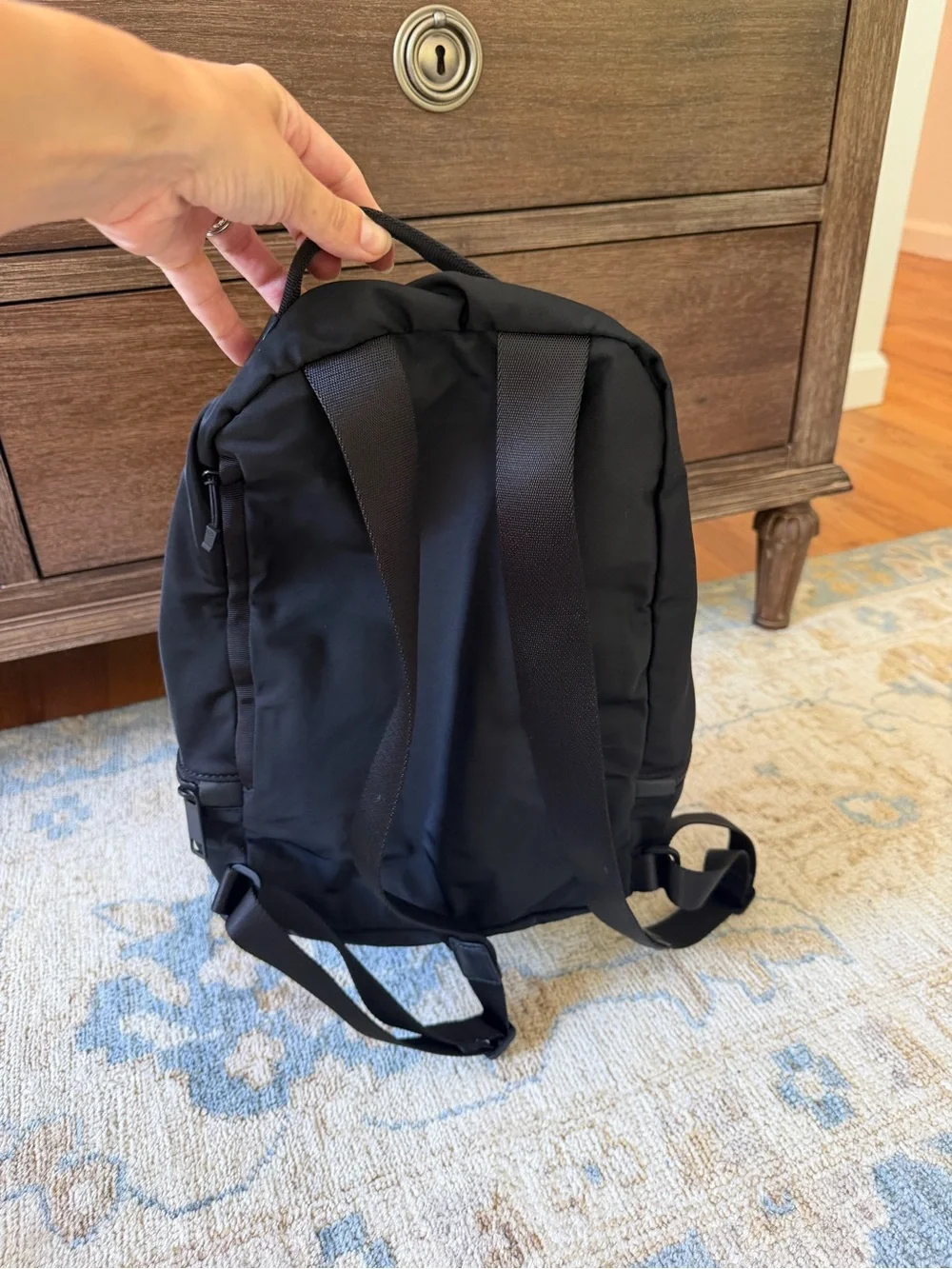 lululemon Black Compact Backpack with shoe compartment